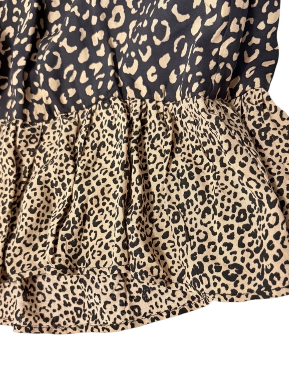 Zara Brown Leopard-Print Tie-Neck Mini Dress Sz Large - Picture 9 of 11